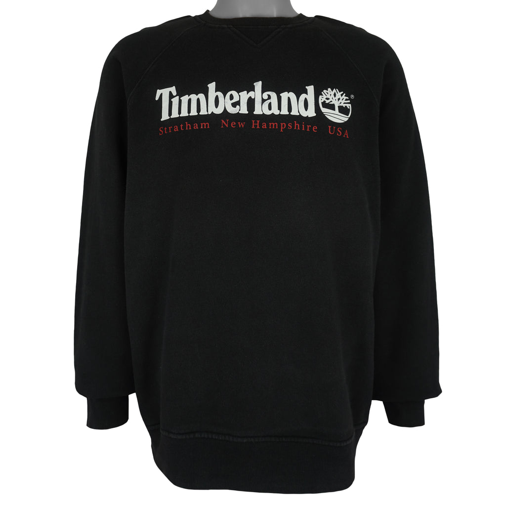 Timberland - Black Spell-Out Crew Neck Sweatshirt 2000s Medium Vintage Retro