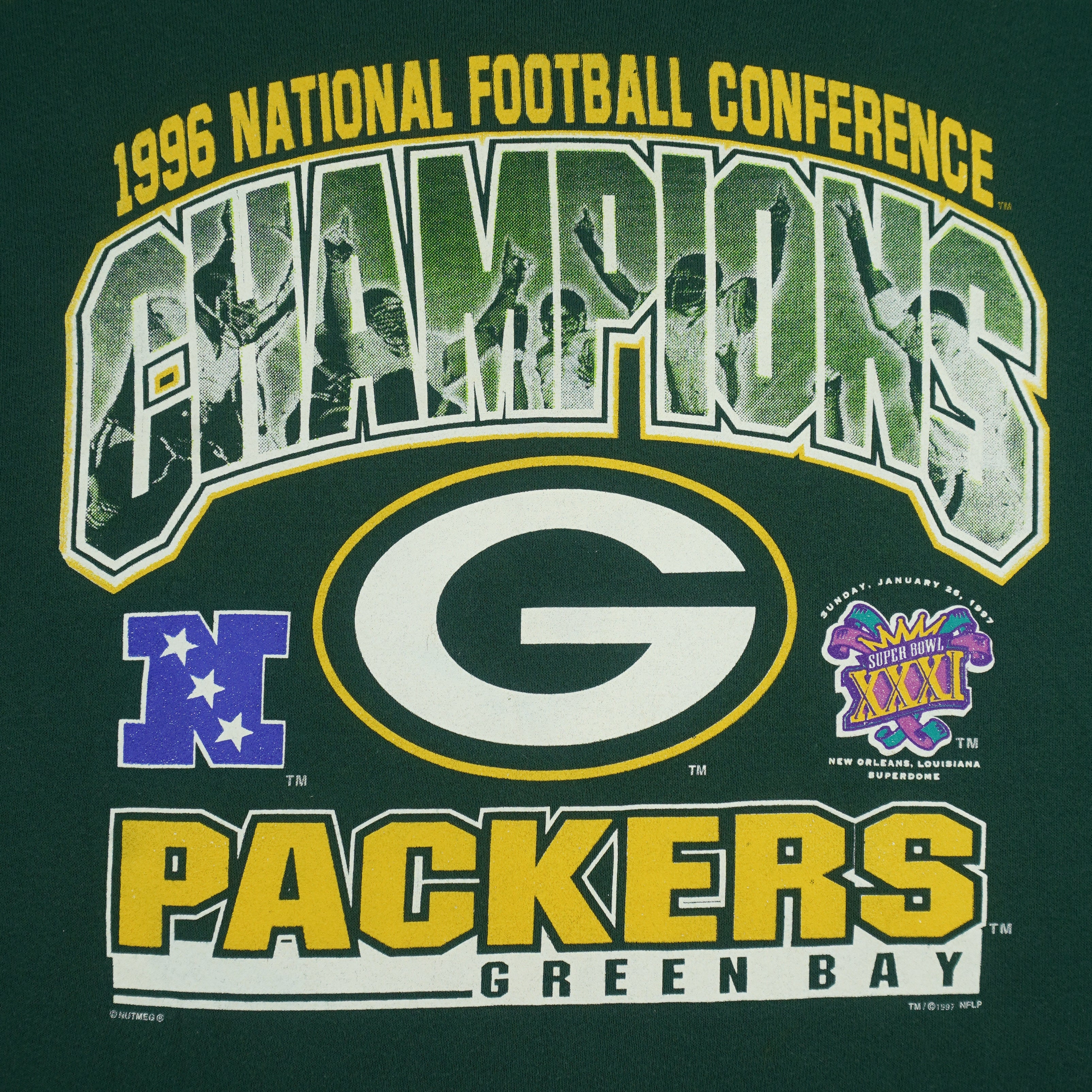 NFL (Lee) - Green Bay Packers NFC Super Bowl XXXI Sweatshirt 1997 Medium Vintage Retro Football