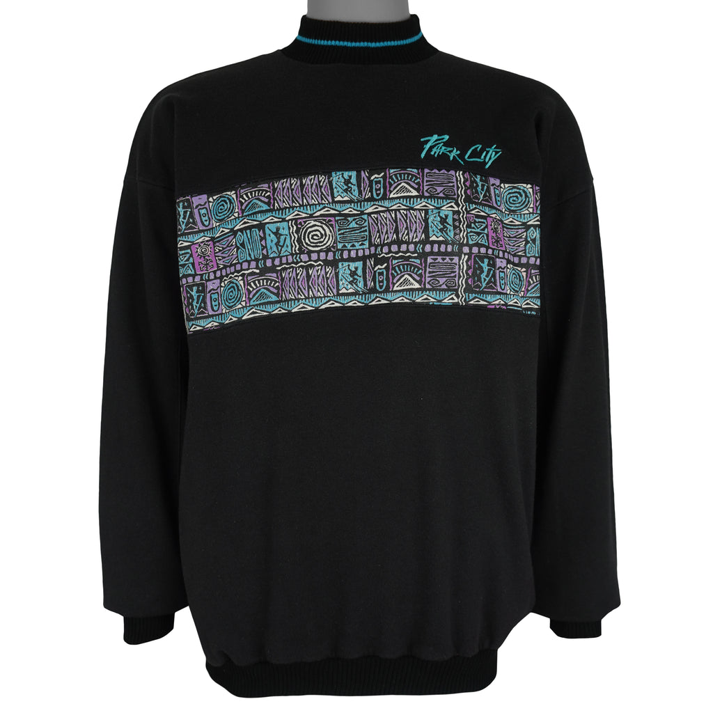 Vintage (Real America) - Park City Abstract Pattern Turtleneck Sweatshirt 1990s Large Vintage Retro