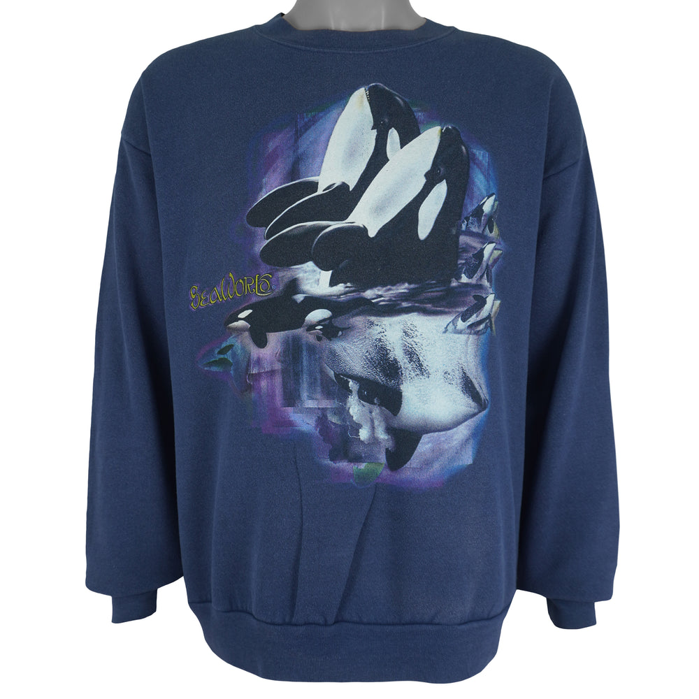 Vintage (Lee) - Sea World Killer Whales Crew Neck Sweatshirt 1990s Large Vintage Retro