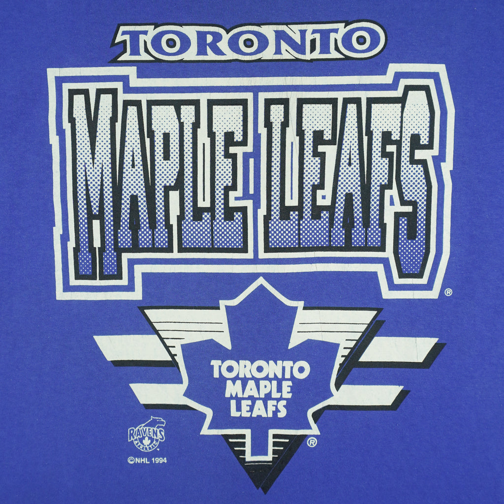 NHL (Ravens) - Toronto Maple Leafs Single Stitch T-Shirt 1994 Large Vintage Retro Hockey