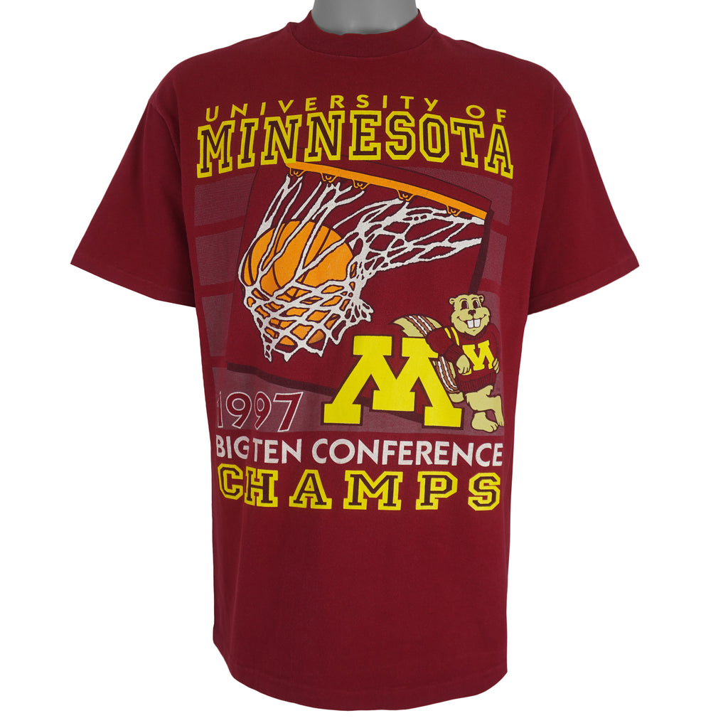 NCAA (Hanes) - Red Minnesota Golden Gophers Big Champs T-Shirt 1997 Large Vintage Retro