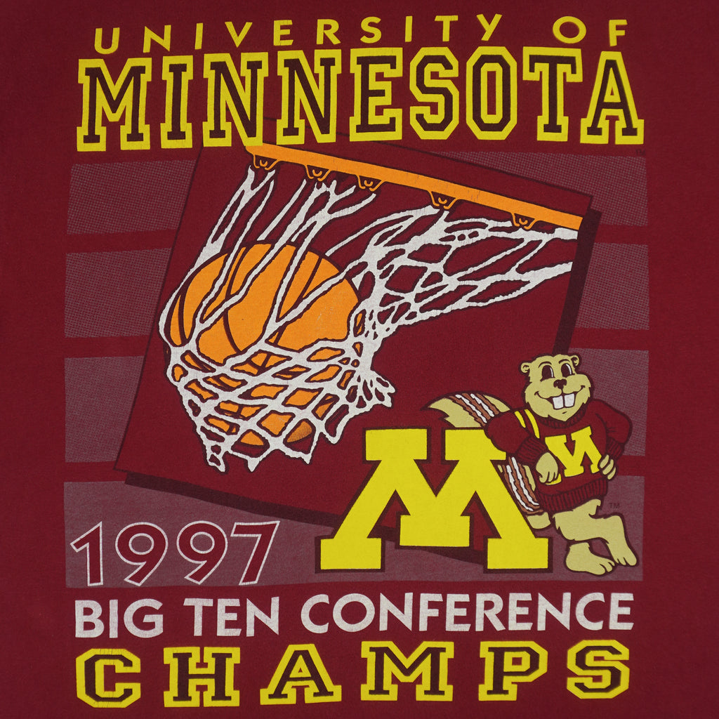 NCAA (Hanes) - Red Minnesota Golden Gophers Big Champs T-Shirt 1997 Large Vintage Retro