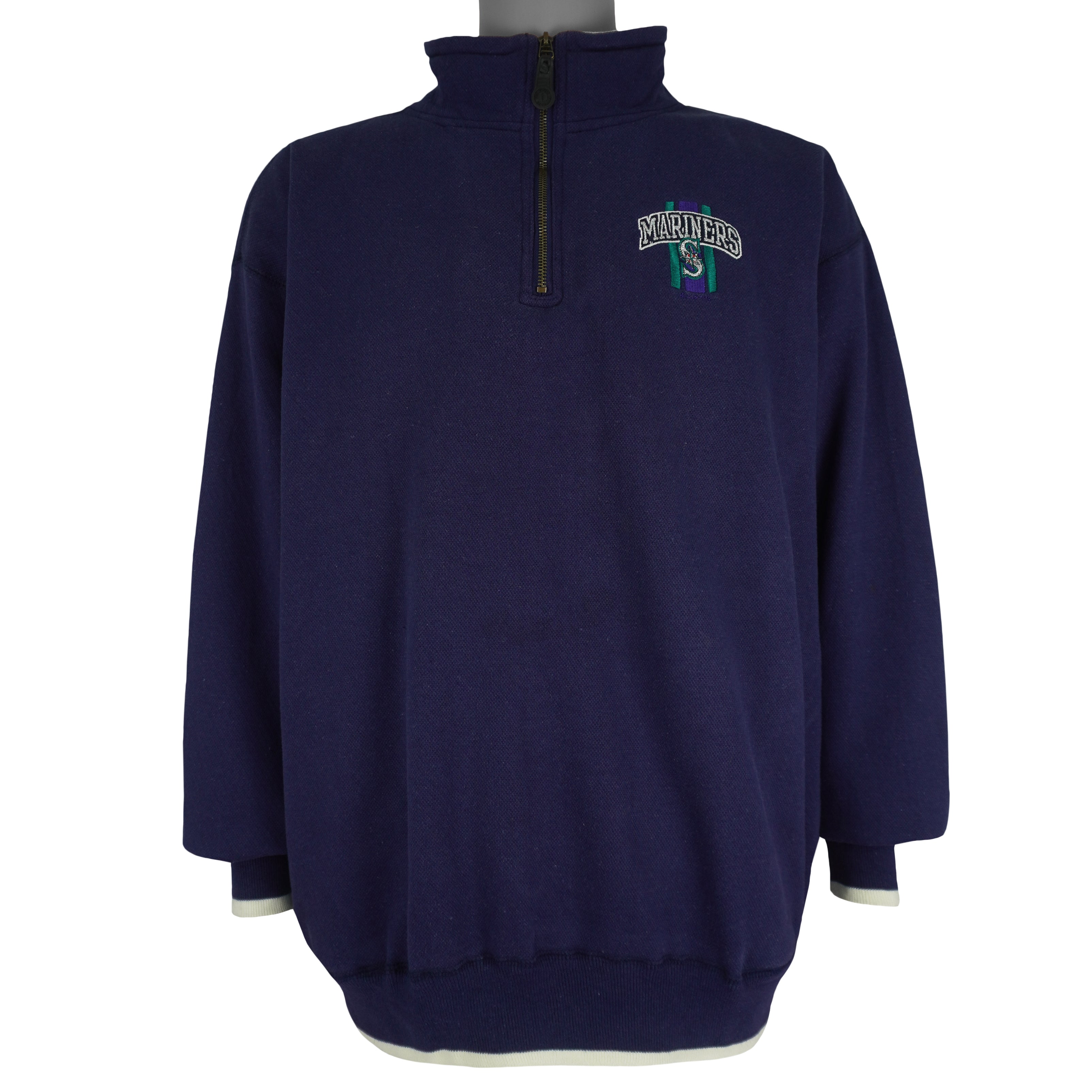 MLB (Pro Player) - Seattle Mariners 1/4 Zip Sweatshirt 1990s Large Vintage Retro Baseball