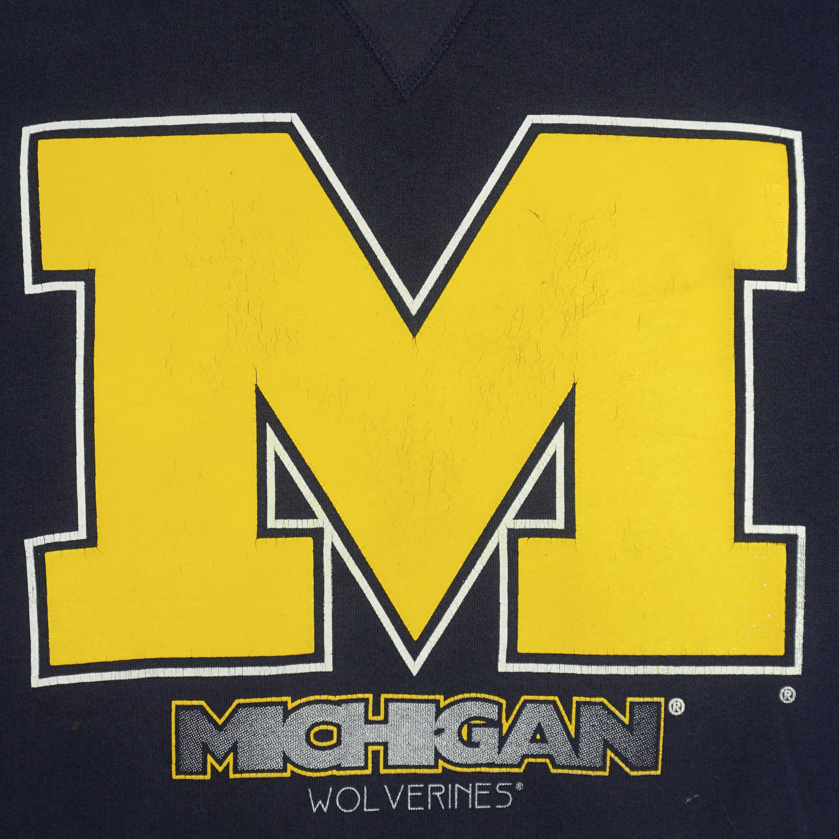 NCAA (Bike) - Michigan Wolverines Big Logo Crew Neck Sweatshirt 1990s Large Vintage Retro
