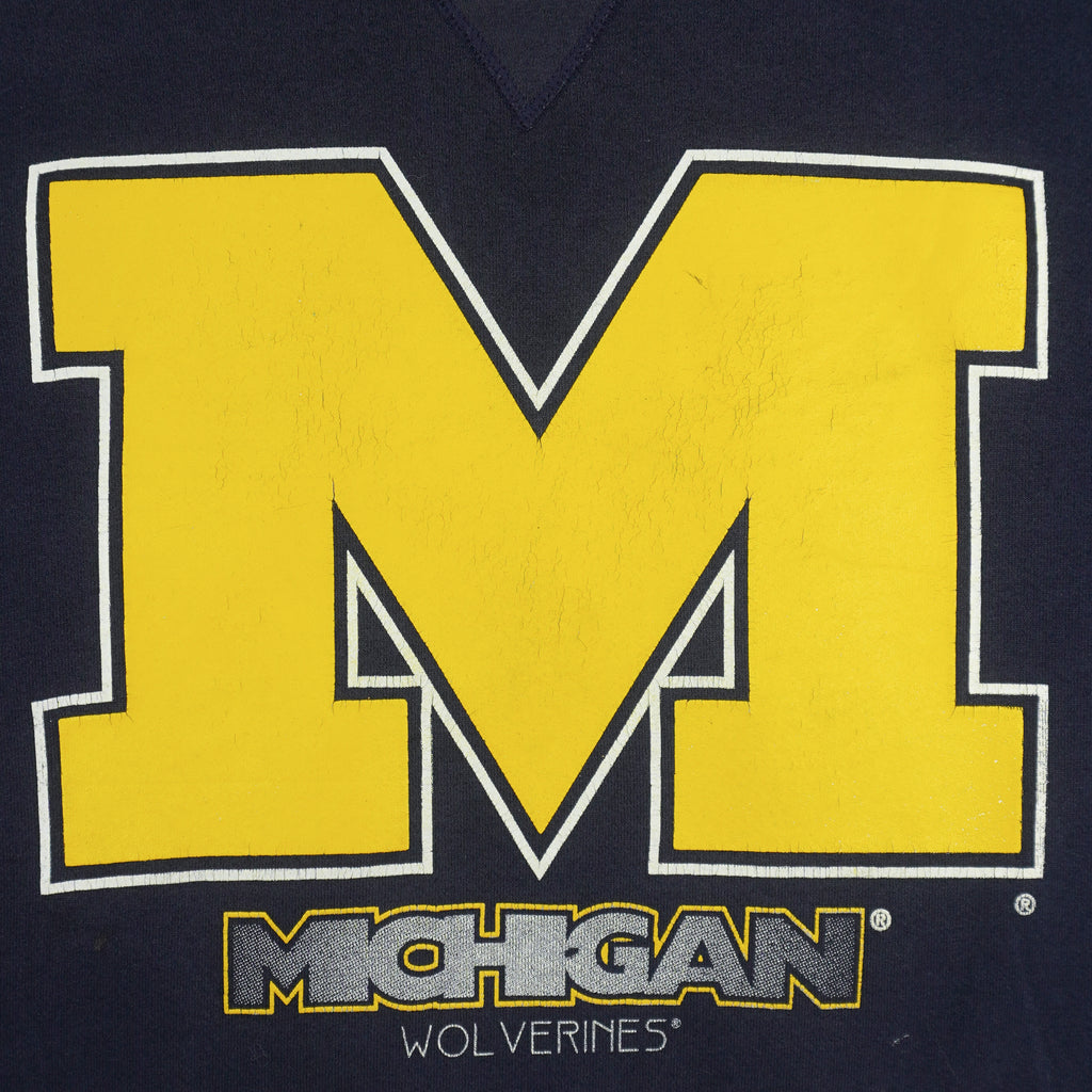 NCAA (Bike) - Michigan Wolverines Big Logo Crew Neck Sweatshirt 1990s Large Vintage Retro