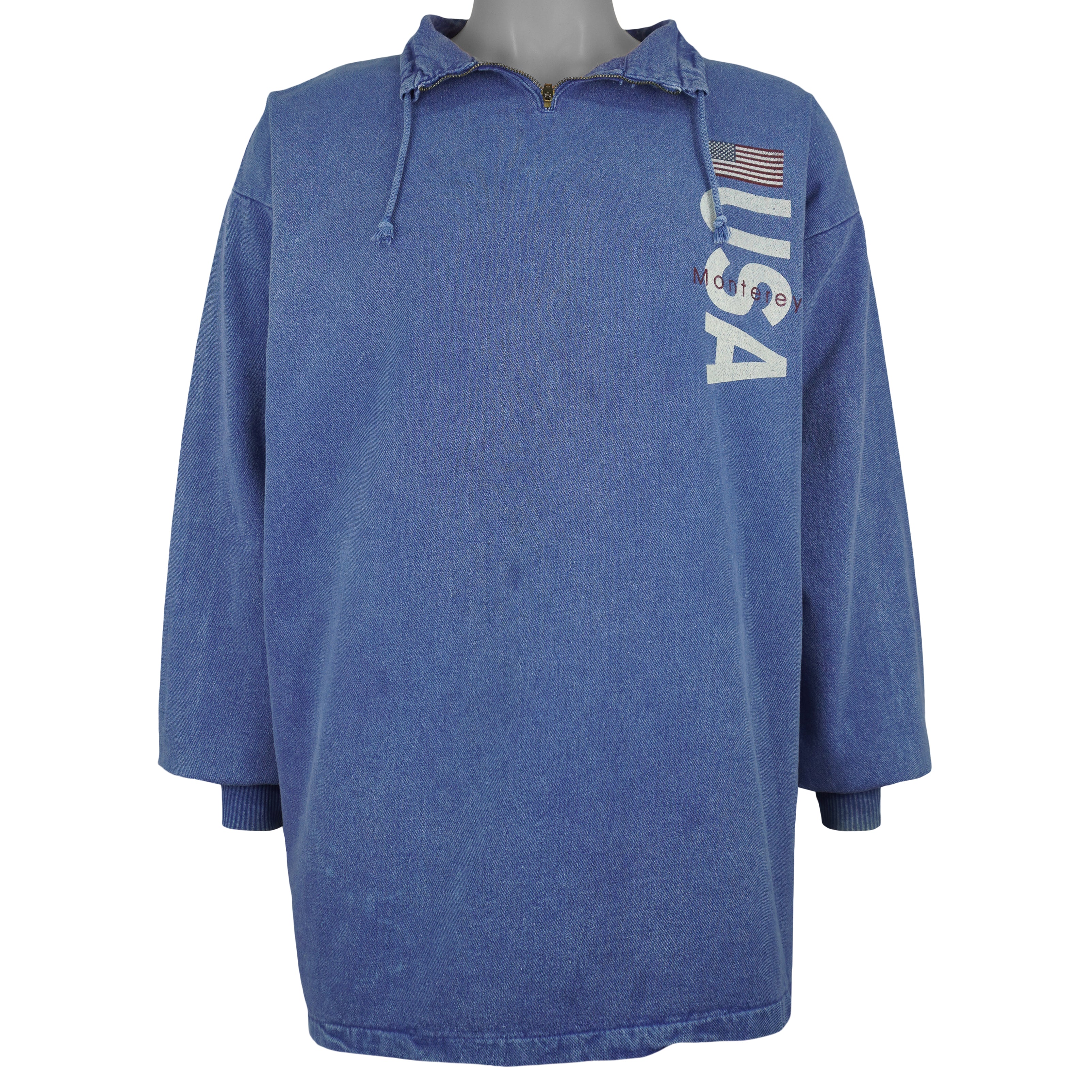 Vintage (Phoenix) - USA Monterey 1/4 Zip Sweatshirt 1990s Large To X-Large Vintage Retro