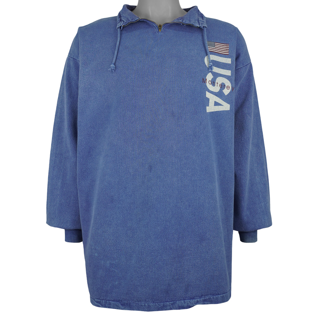 Vintage (Phoenix) - USA Monterey 1/4 Zip Sweatshirt 1990s Large To X-Large Vintage Retro