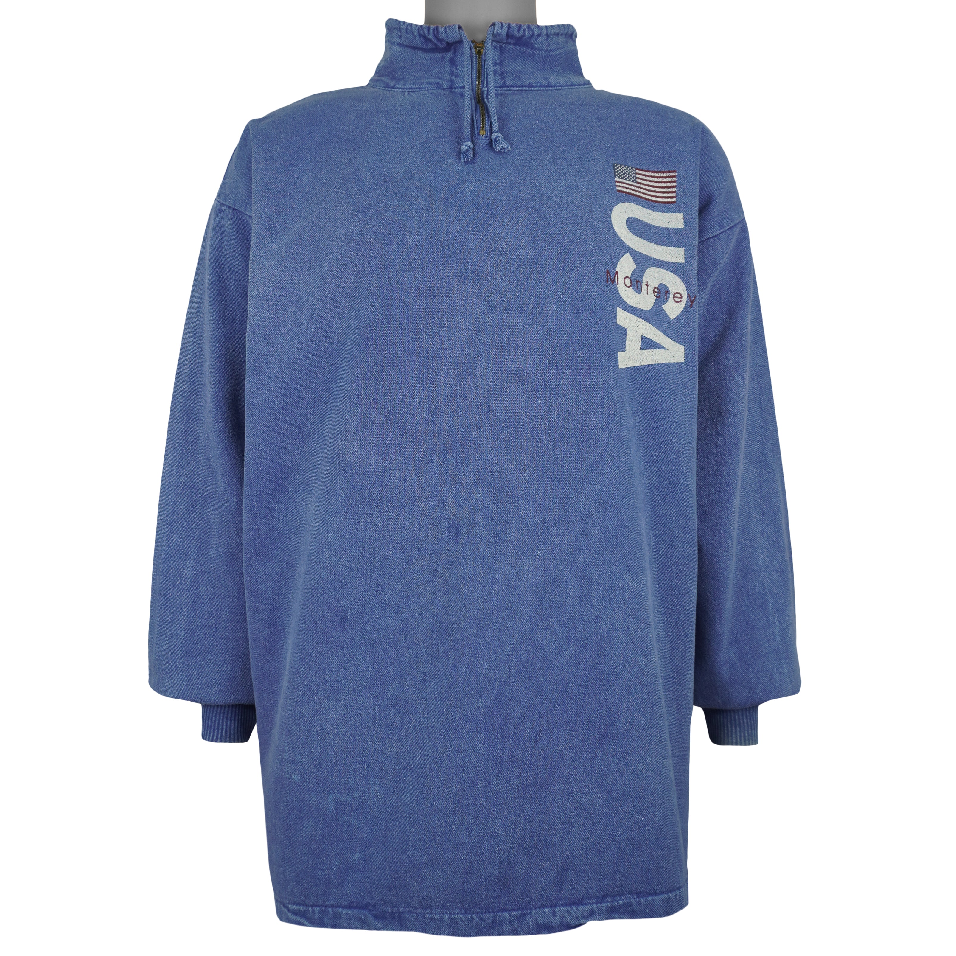 Vintage (Phoenix) - USA Monterey 1/4 Zip Sweatshirt 1990s Large To X-Large Vintage Retro
