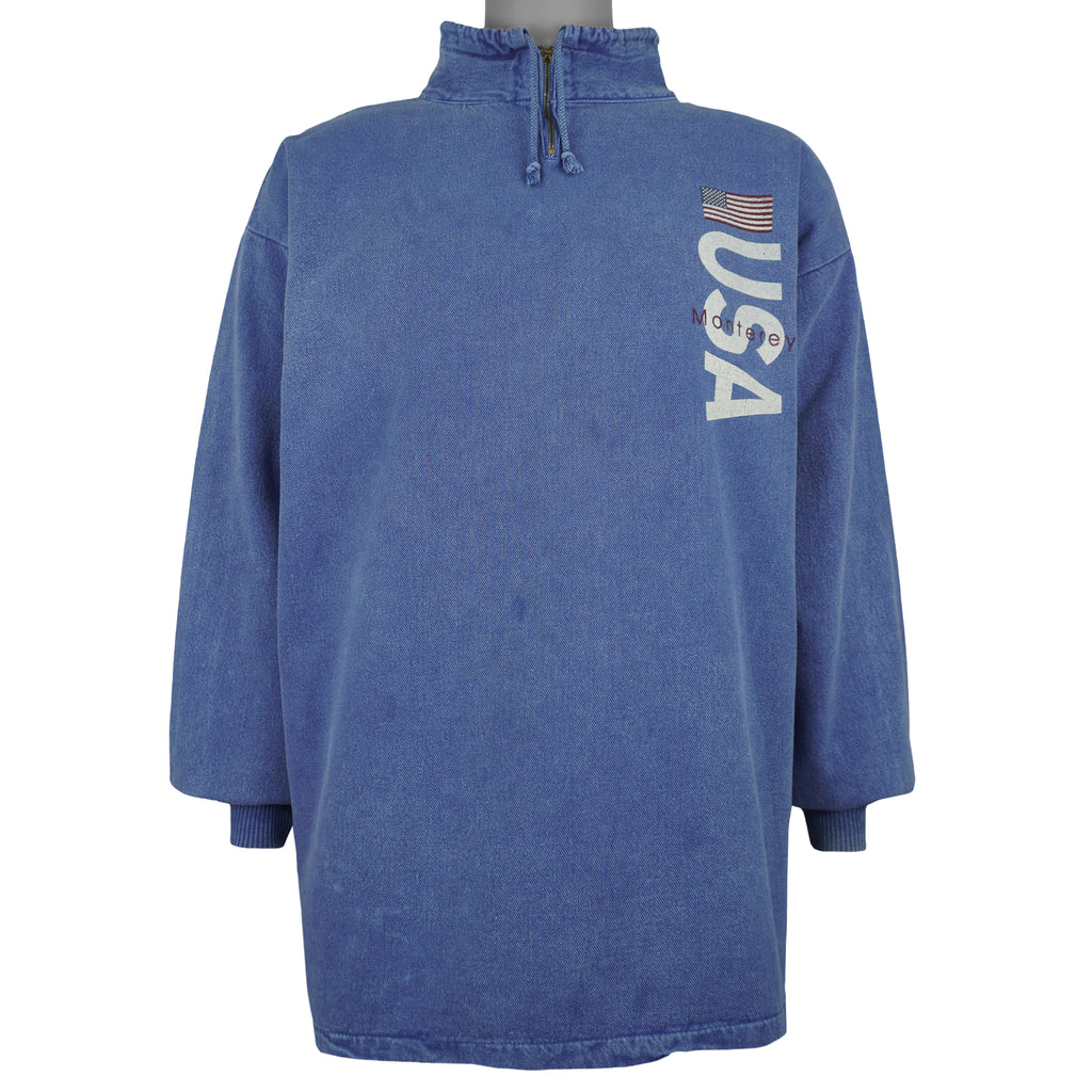 Vintage (Phoenix) - USA Monterey 1/4 Zip Sweatshirt 1990s Large To X-Large Vintage Retro