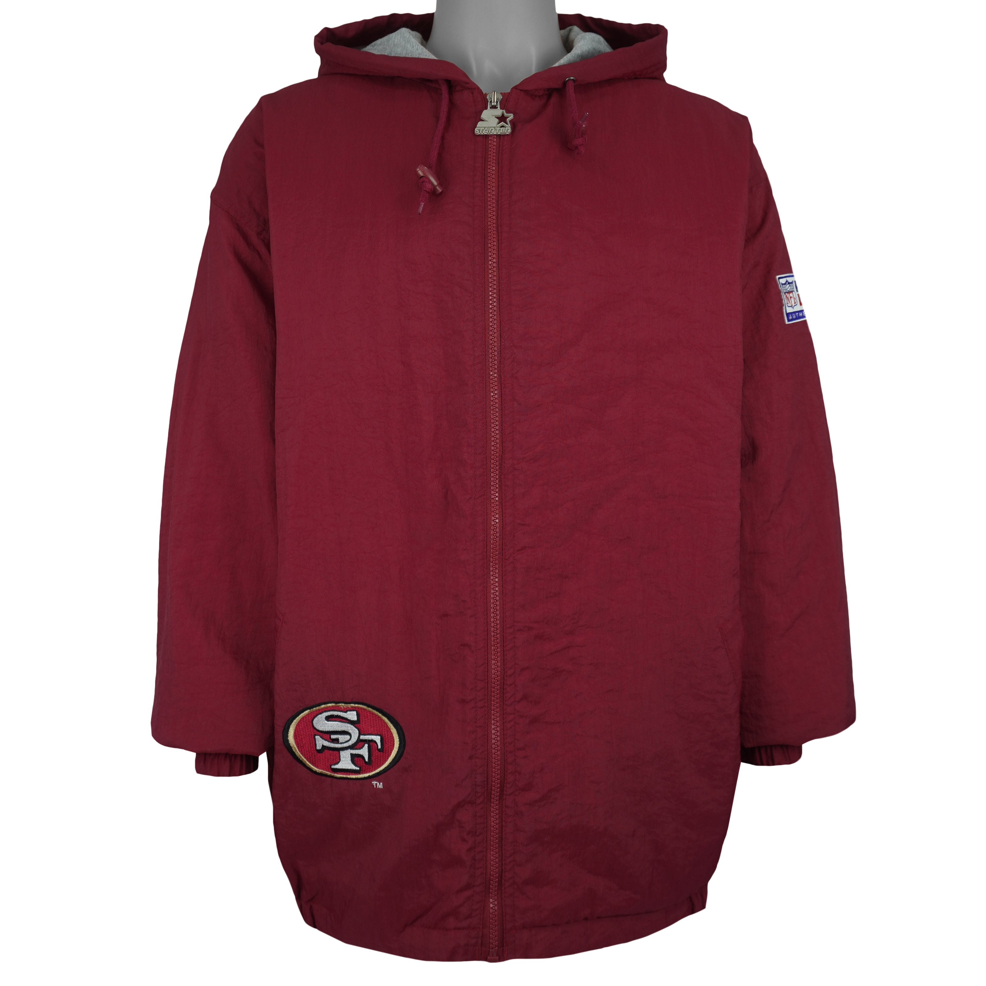 Starter - San Francisco 49ers Hooded Puffer Jacket 1990s Large Vintage Retro Football