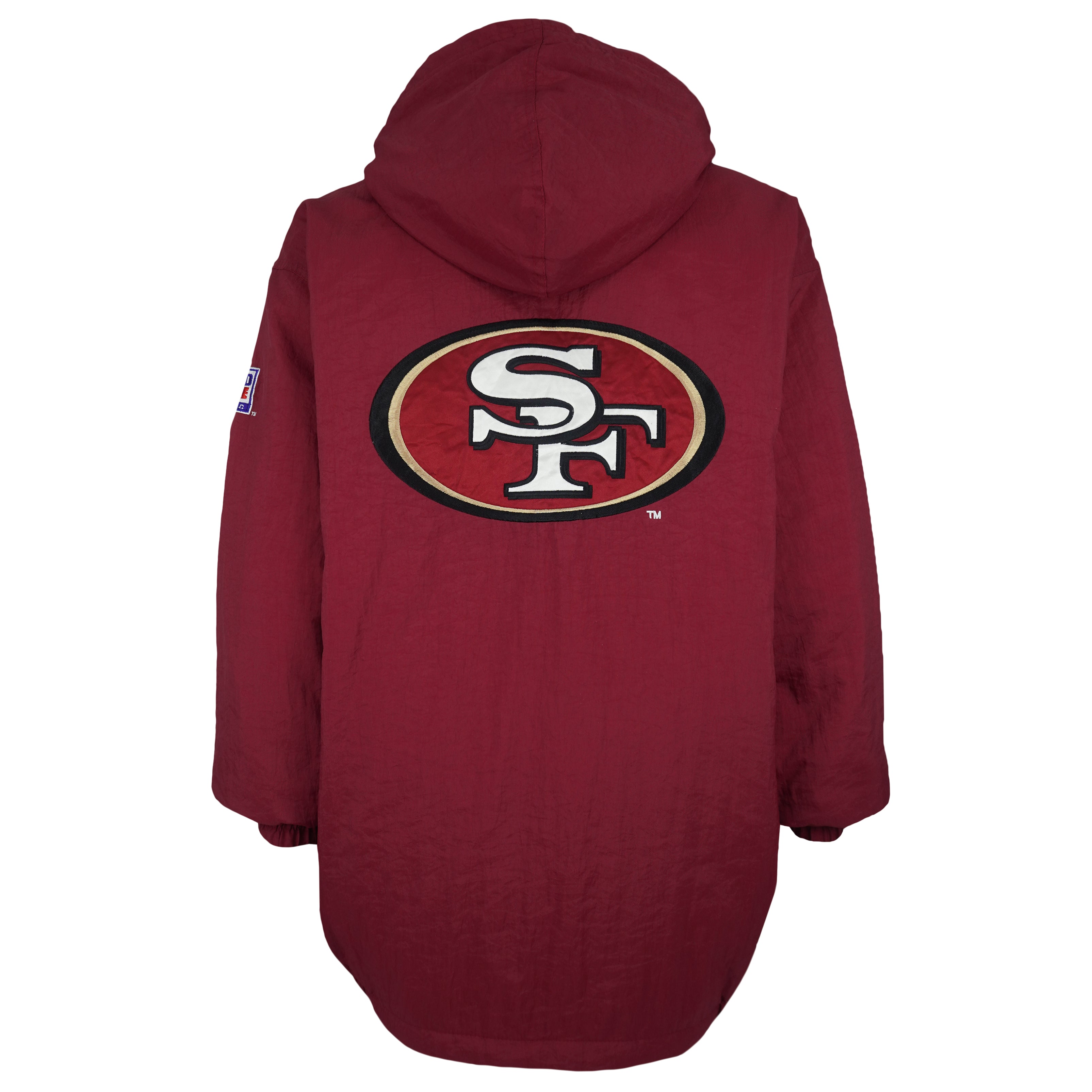Starter - San Francisco 49ers Hooded Puffer Jacket 1990s Large Vintage Retro Football