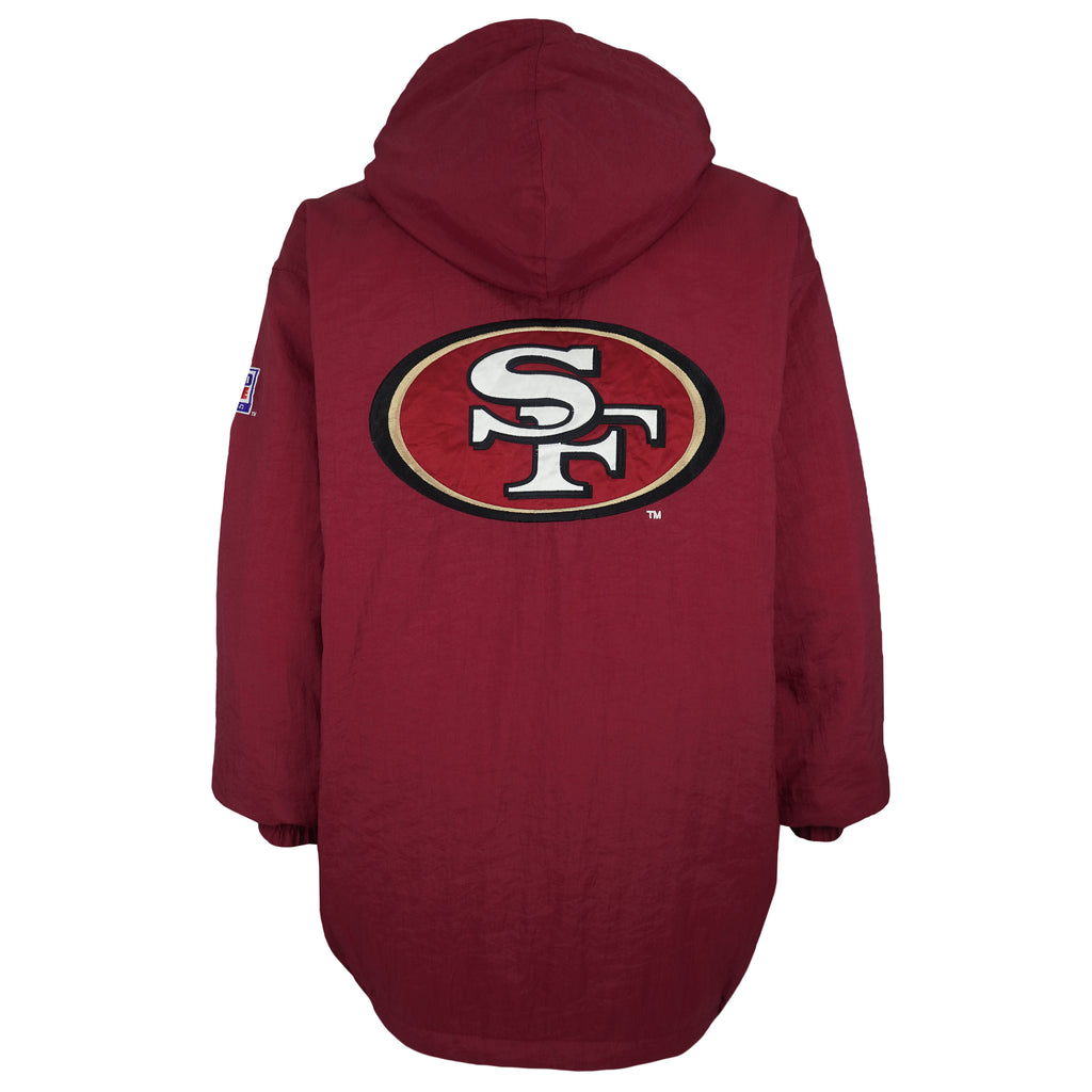 Starter - San Francisco 49ers Hooded Puffer Jacket 1990s Large Vintage Retro Football