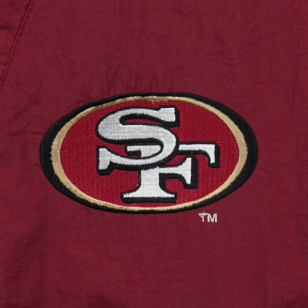Starter - San Francisco 49ers Hooded Puffer Jacket 1990s Large Vintage Retro Football