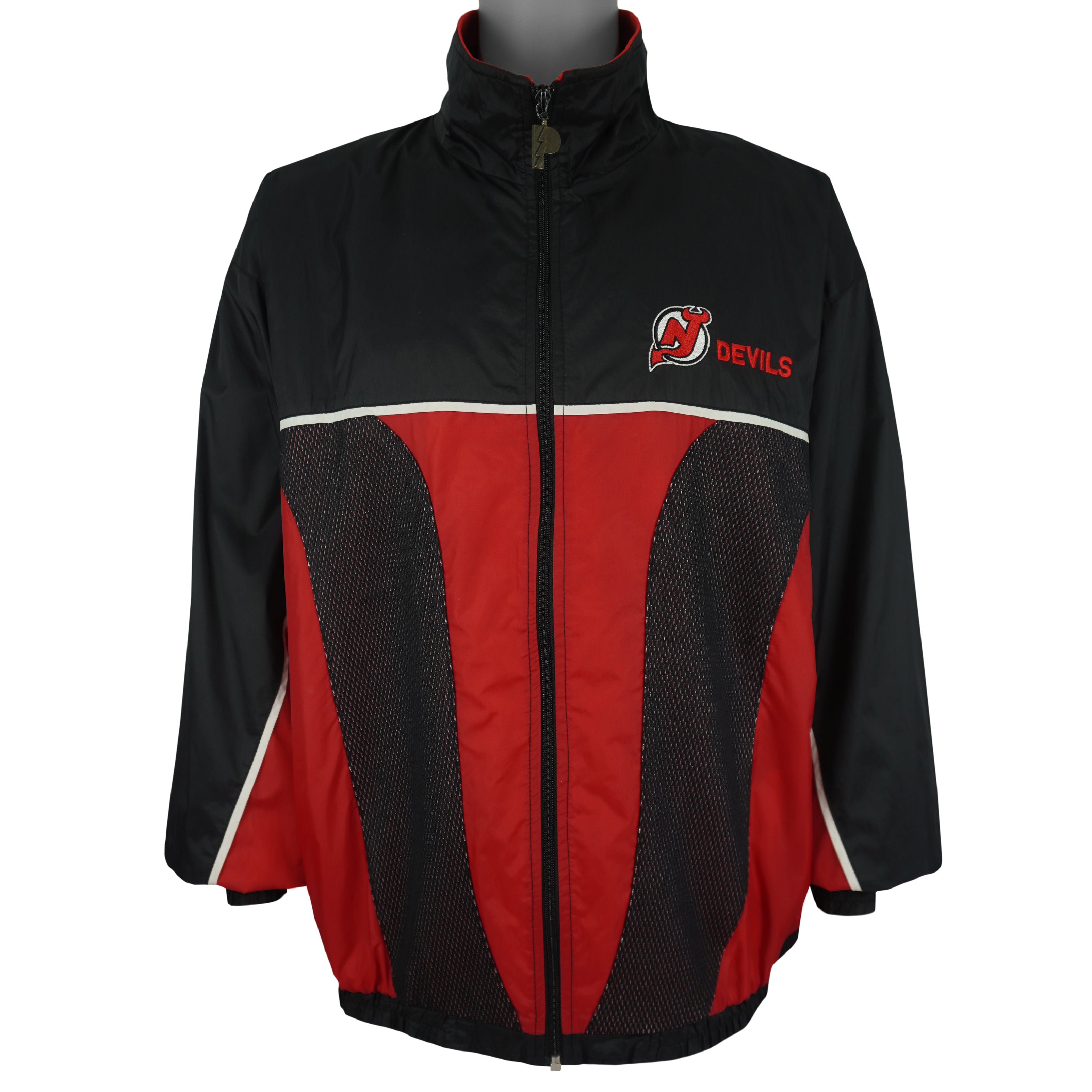 NHL (Pro Player) - New Jersey Devils Zip-Up Windbreaker 1990s X-Large Vintage Retro Hockey