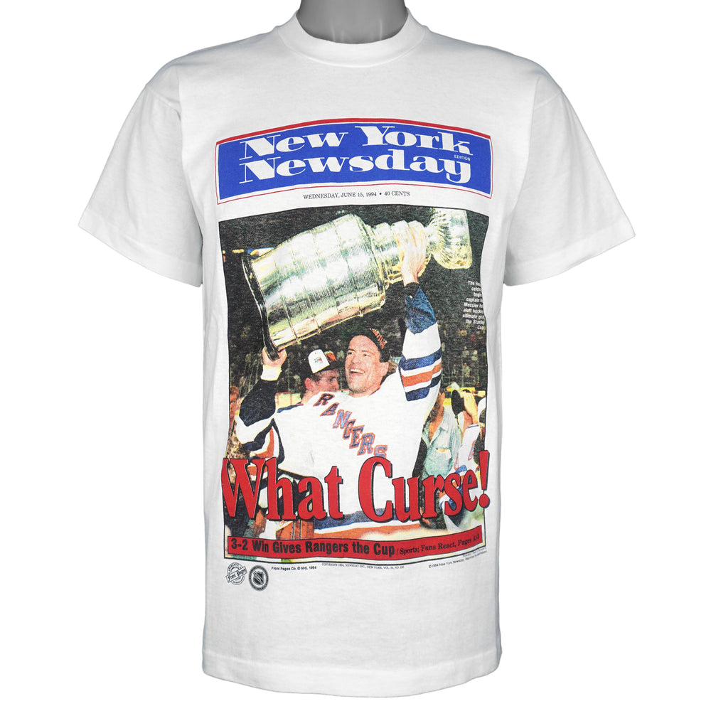 NHL - New York Rangers Stanley Cup Front Pages T-Shirt 1994 Large Vintage Retro Hockey