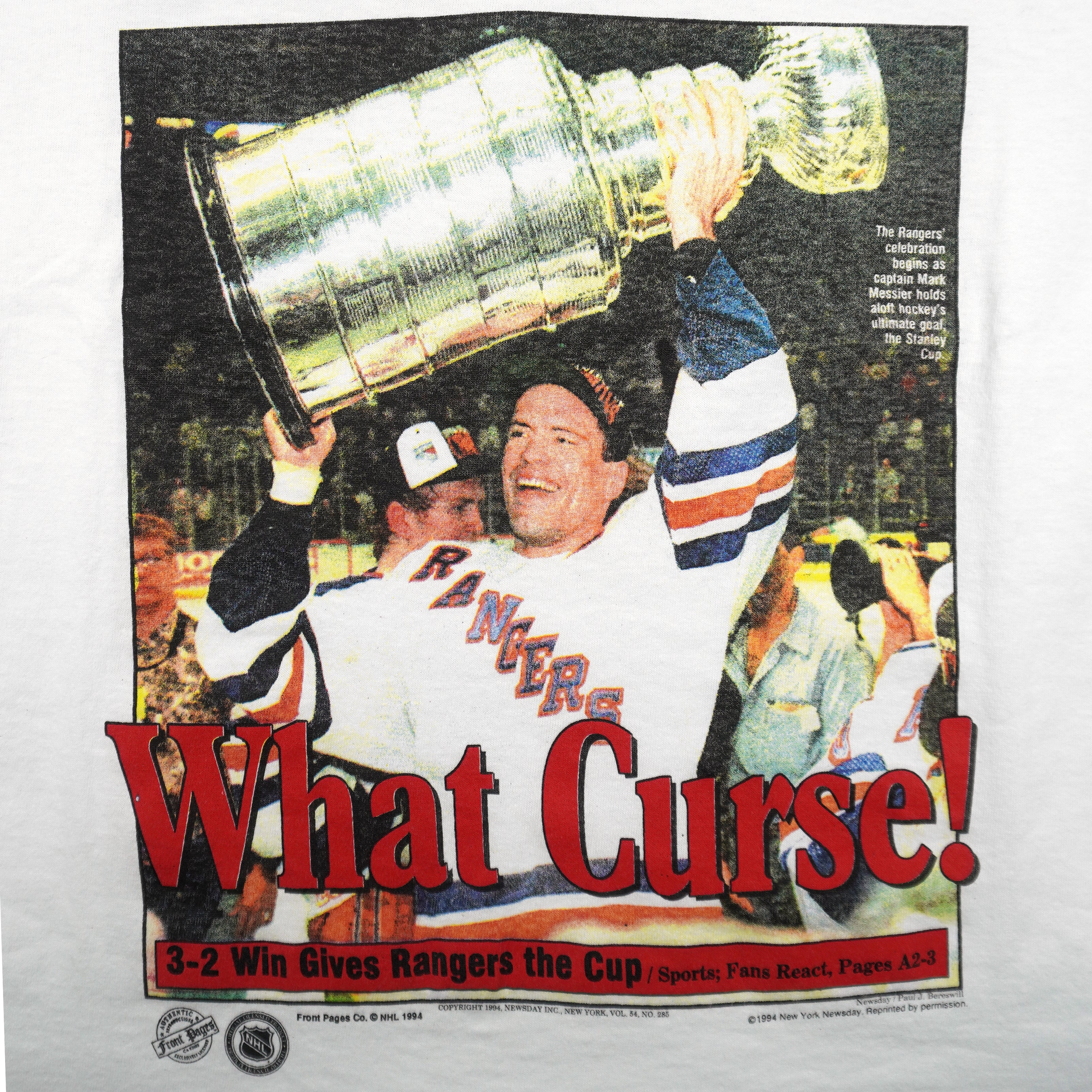 NHL - New York Rangers Stanley Cup Front Pages T-Shirt 1994 Large Vintage Retro Hockey