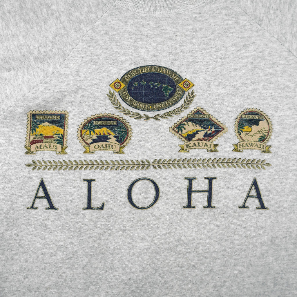 Vintage (Hanes) - Aloha Hawaii Embroidered Crew Neck Sweatshirt 1990s Large Vintage Retro 