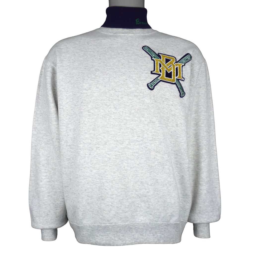 MLB (Majestic) - Milwaukee Brewers Turtleneck Sweatshirt 1990s Medium Vintage Retro Baseball