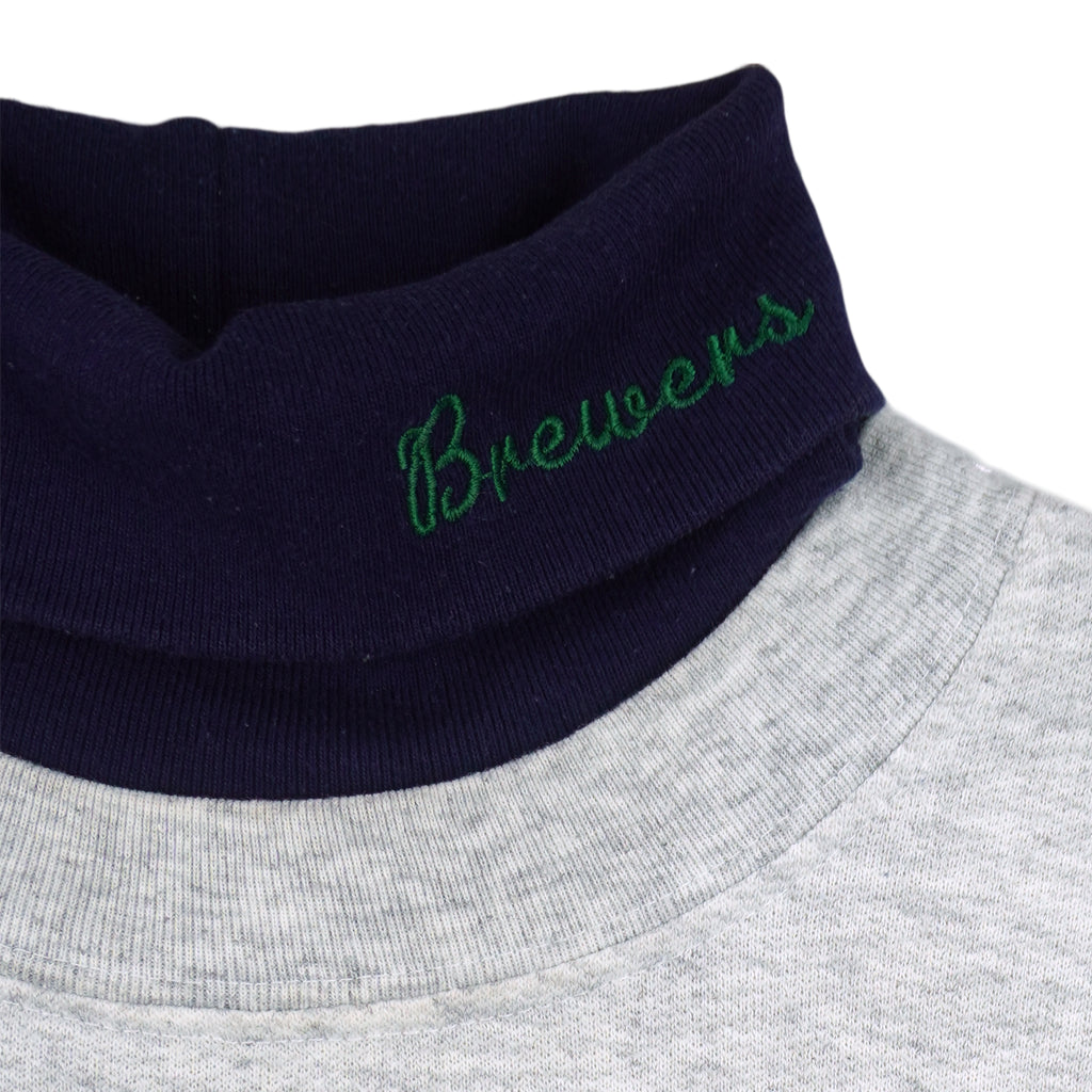 MLB (Majestic) - Milwaukee Brewers Turtleneck Sweatshirt 1990s Medium Vintage Retro Baseball