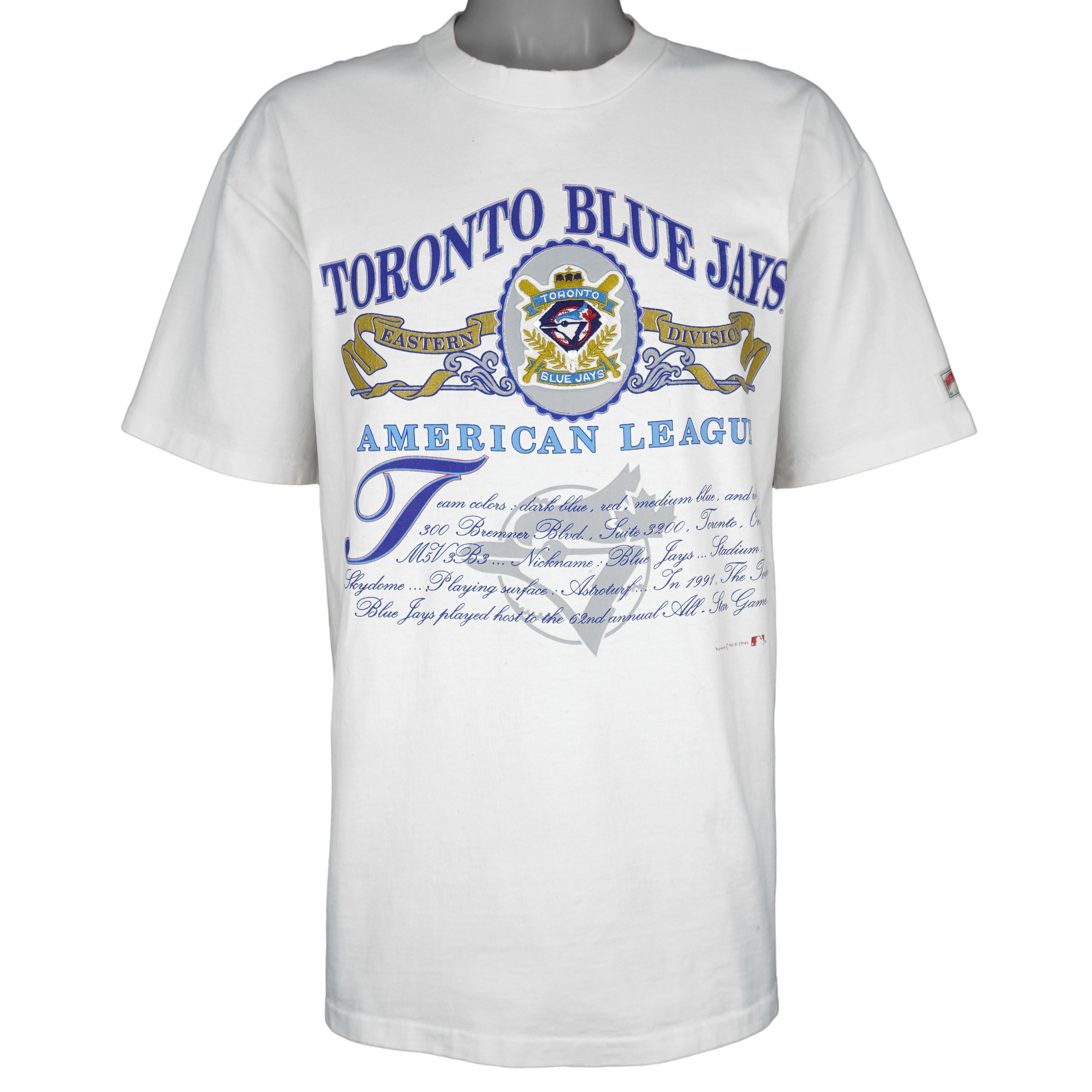 MLB (Nutmeg) - Toronto Blue Jays American League Champions T-Shirt 1991 X-Large Vintage Retro Baseball
