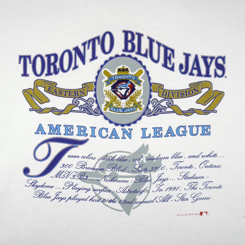 MLB (Nutmeg) - Toronto Blue Jays American League Champions T-Shirt 1991 X-Large Vintage Retro Baseball