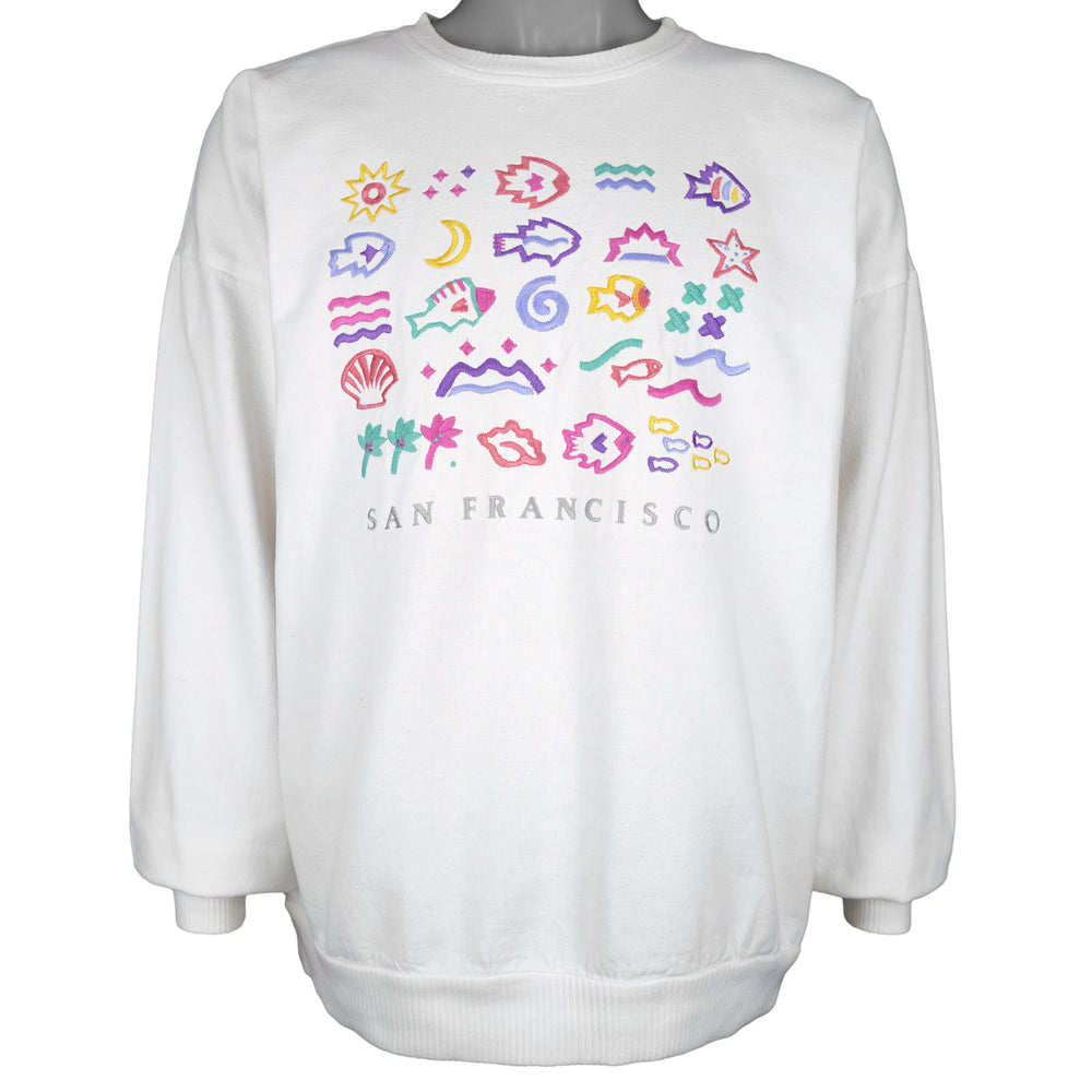Vintage (Crazy Shirt) - San Francisco Abstract Crew Neck Sweatshirt 1990s Large Vintage Retro