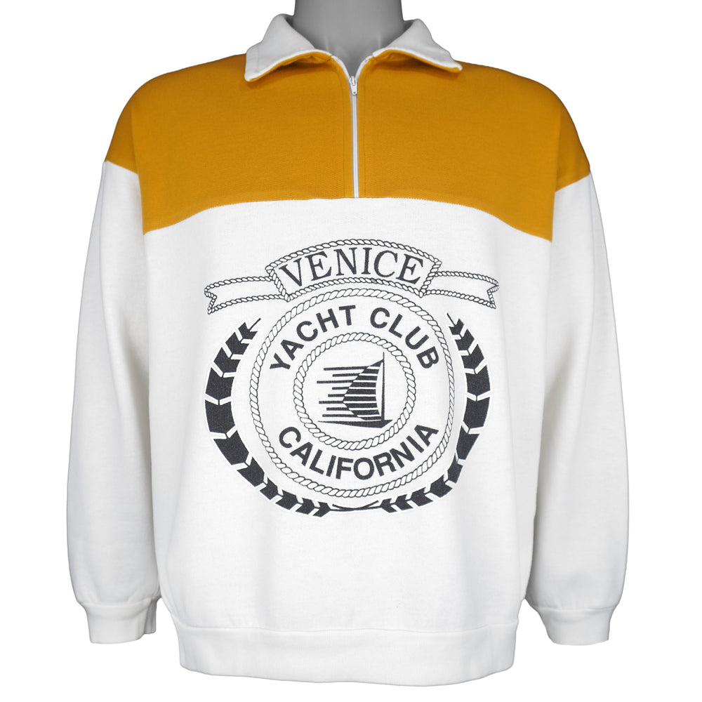 Vintage - Venice Yacht Club California 1/4 Zip Sweatshirt 1990s Medium Vintage Retro