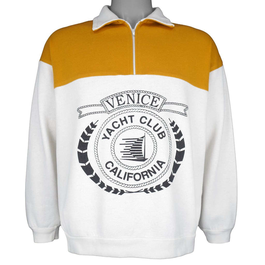 Vintage - Venice Yacht Club California 1/4 Zip Sweatshirt 1990s Medium Vintage Retro
