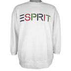 Vintage (ESPRIT) - White Spell-Out Crew Neck Sweatshirt 1990s Large Vintage Retro