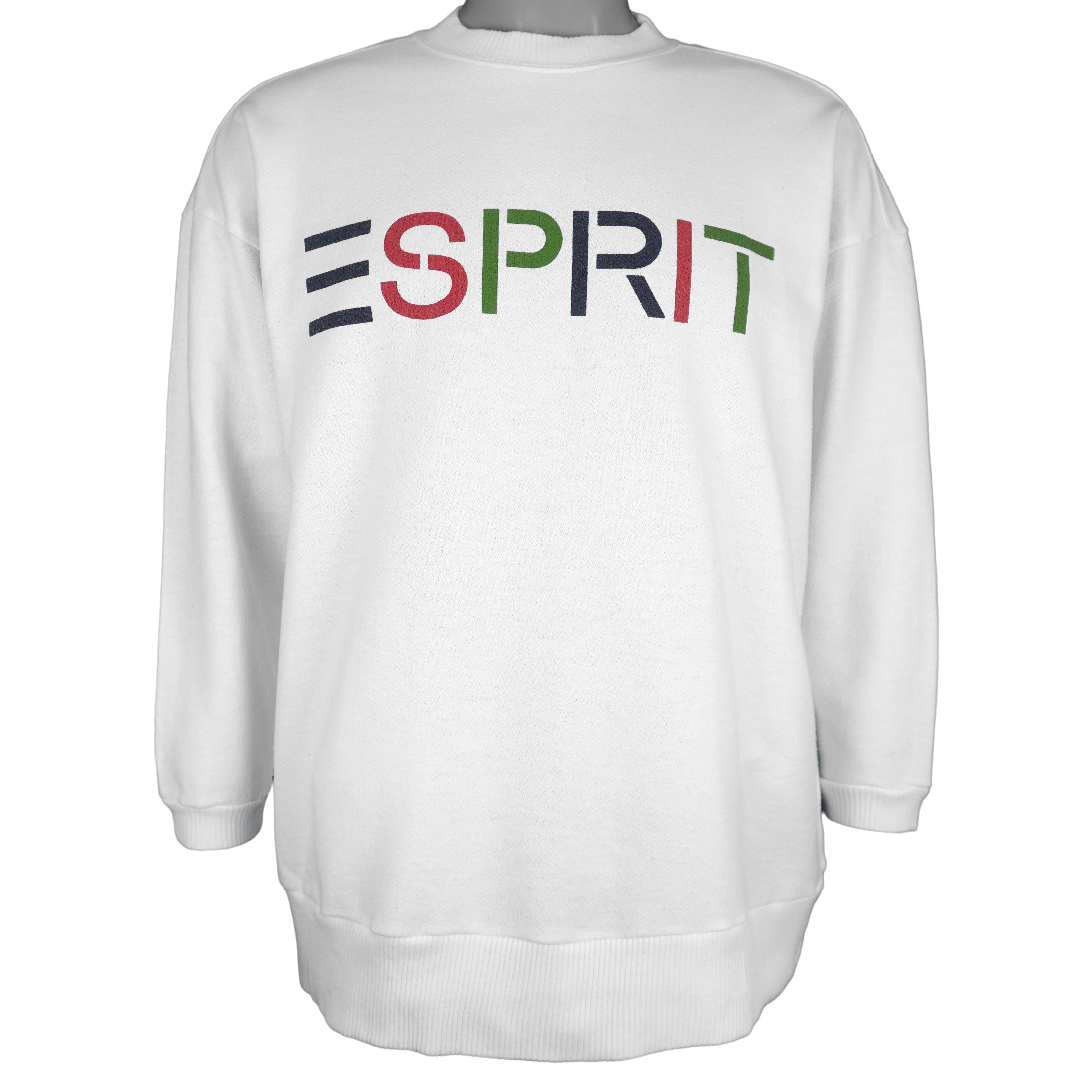Vintage (ESPRIT) - White Spell-Out Crew Neck Sweatshirt 1990s Large Vintage Retro