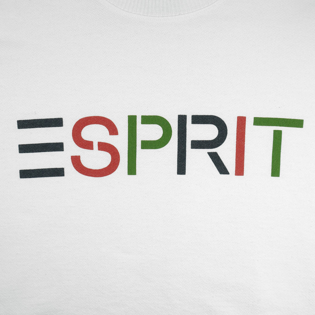 Vintage (ESPRIT) - White Spell-Out Crew Neck Sweatshirt 1990s Large Vintage Retro