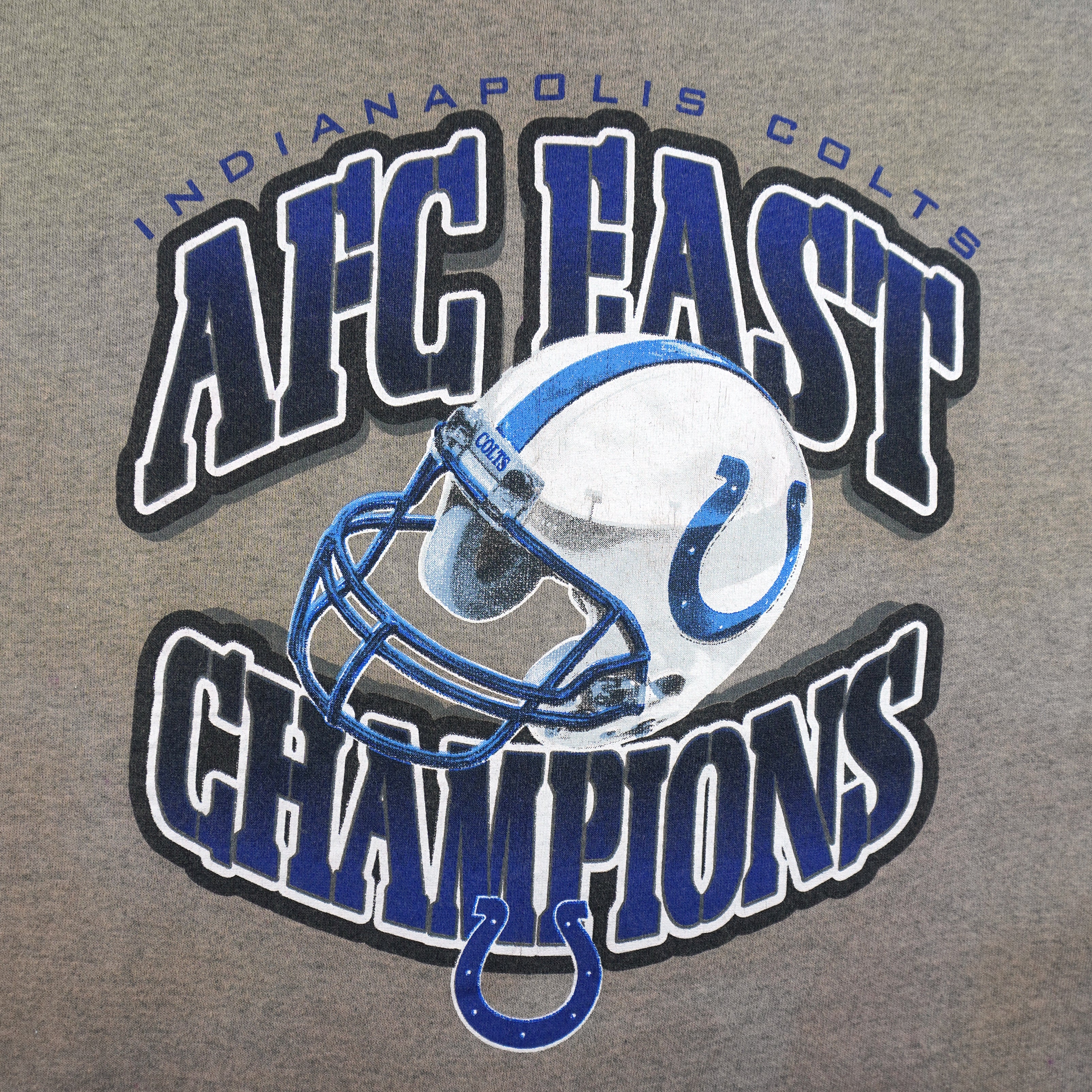 NFL (Logo Athletic) - Indianapolis Colts AFC Champs Helmet Crew Neck Sweatshirt 1990s X-Large Vintage Retro Football