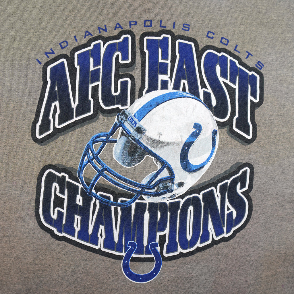 NFL (Logo Athletic) - Indianapolis Colts AFC Champs Helmet Crew Neck Sweatshirt 1990s X-Large Vintage Retro Football