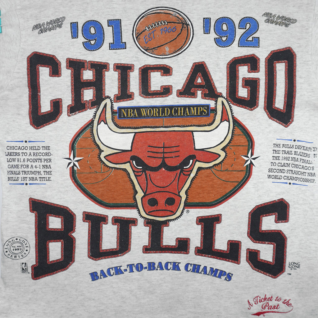 NBA (Long Gone) - Chicago Bulls NBA World Champions T-Shirt 1993 Large Vintage Retro Basketball