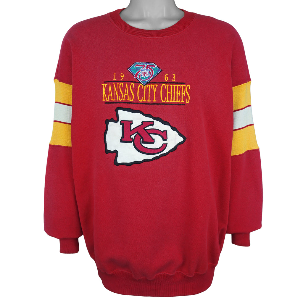 NFL (Legend) - Kansas City Chiefs Big Logo Crew Neck Sweatshirt 1990s Large Vintage Retro Football