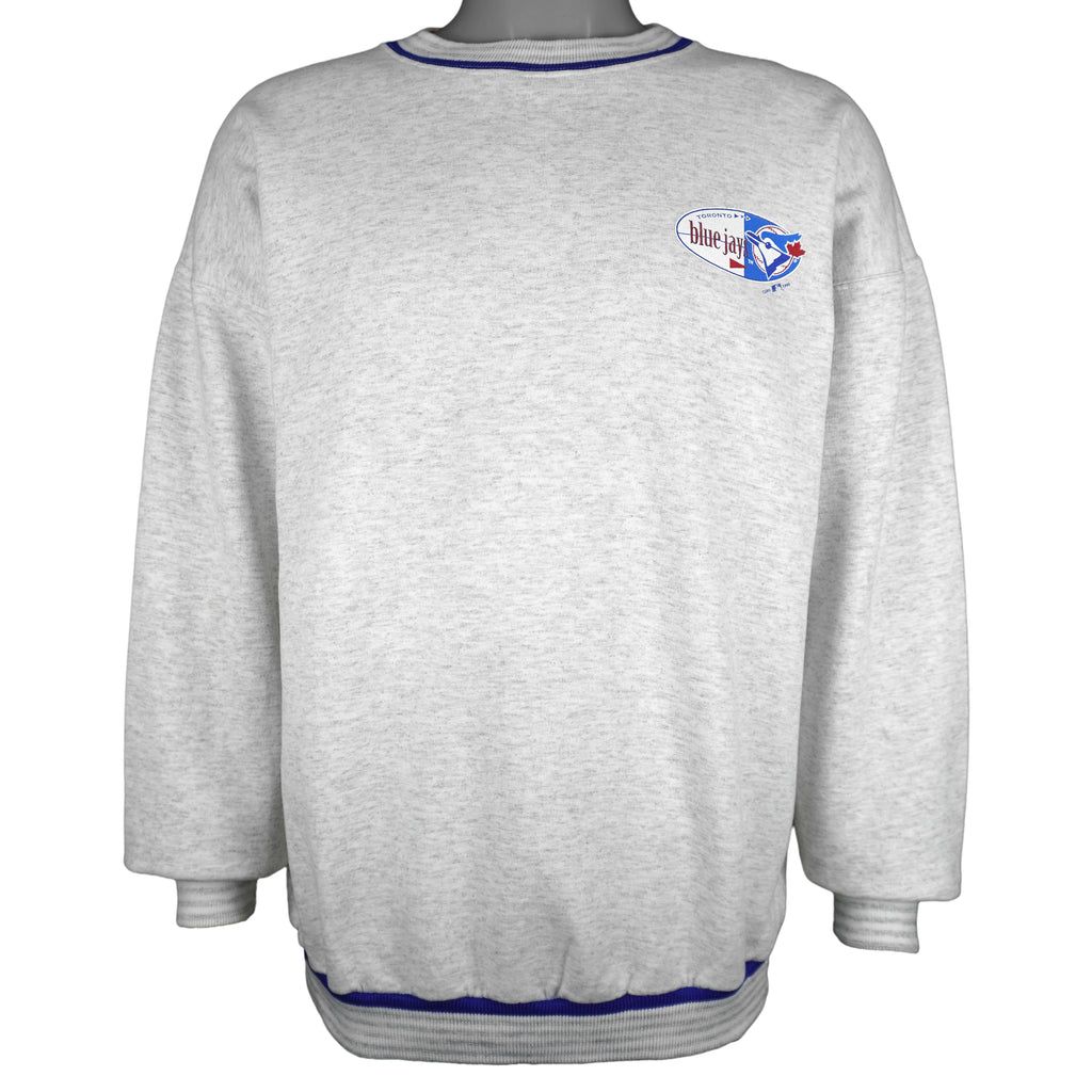 MLB (Wave) - Grey Toronto Blue Jays Crew Neck Sweatshirt 1996 Medium Vintage Retro Baseball
