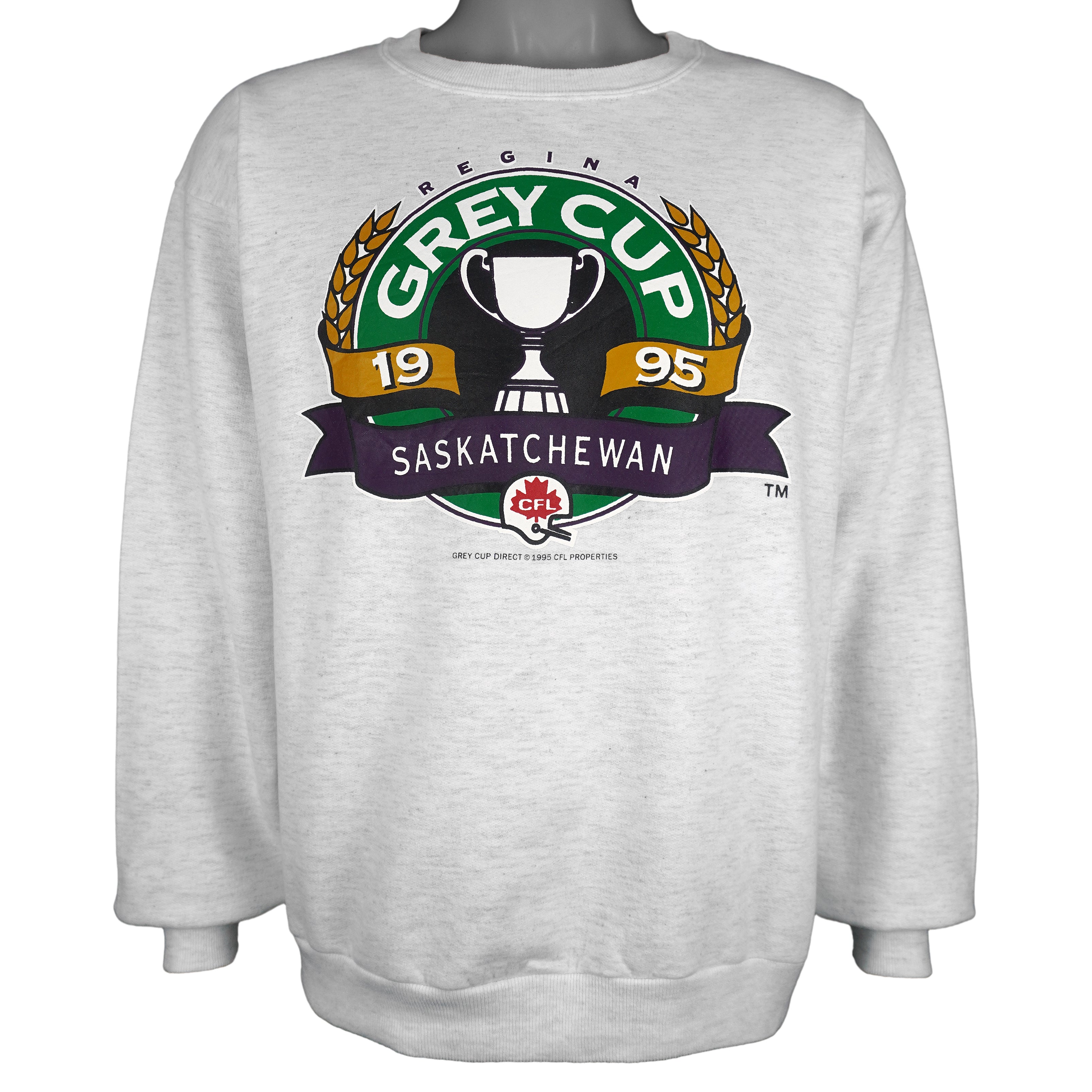 CFL (Penmans) - Saskatchewan Regina Grey Cup Crew Neck Sweatshirt 1995 X-Large Vintage Retro Football
