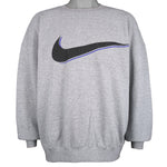 Nike - Grey Big Logo Crew Neck Sweatshirt 1990s Large Vintage Retro