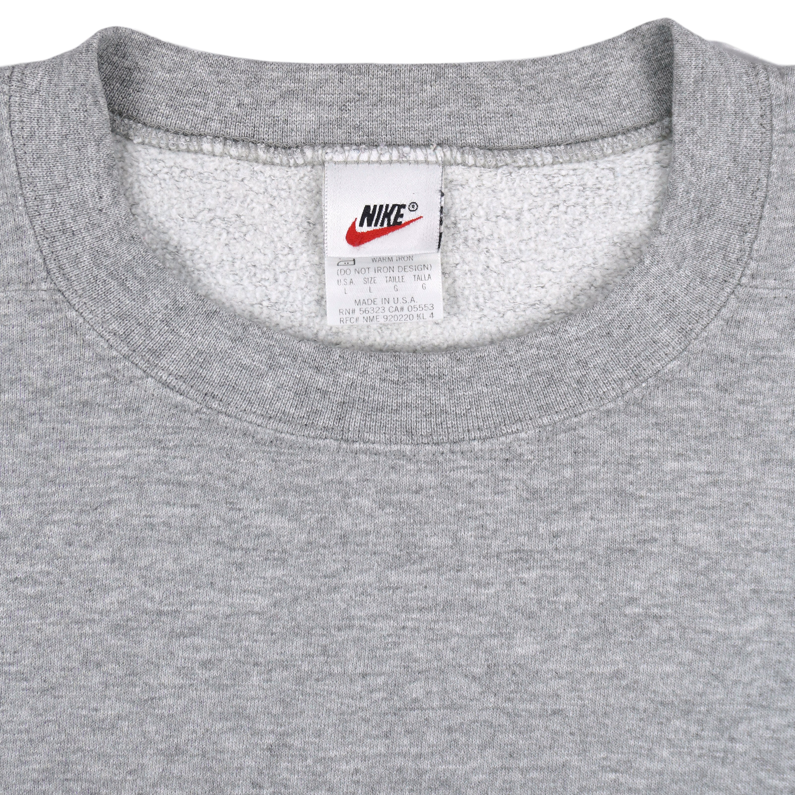 Nike - Grey Big Logo Crew Neck Sweatshirt 1990s Large Vintage Retro