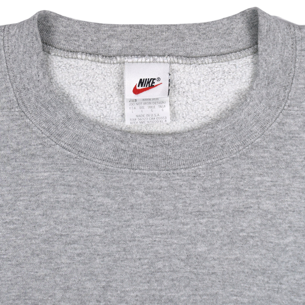 Nike - Grey Big Logo Crew Neck Sweatshirt 1990s Large Vintage Retro