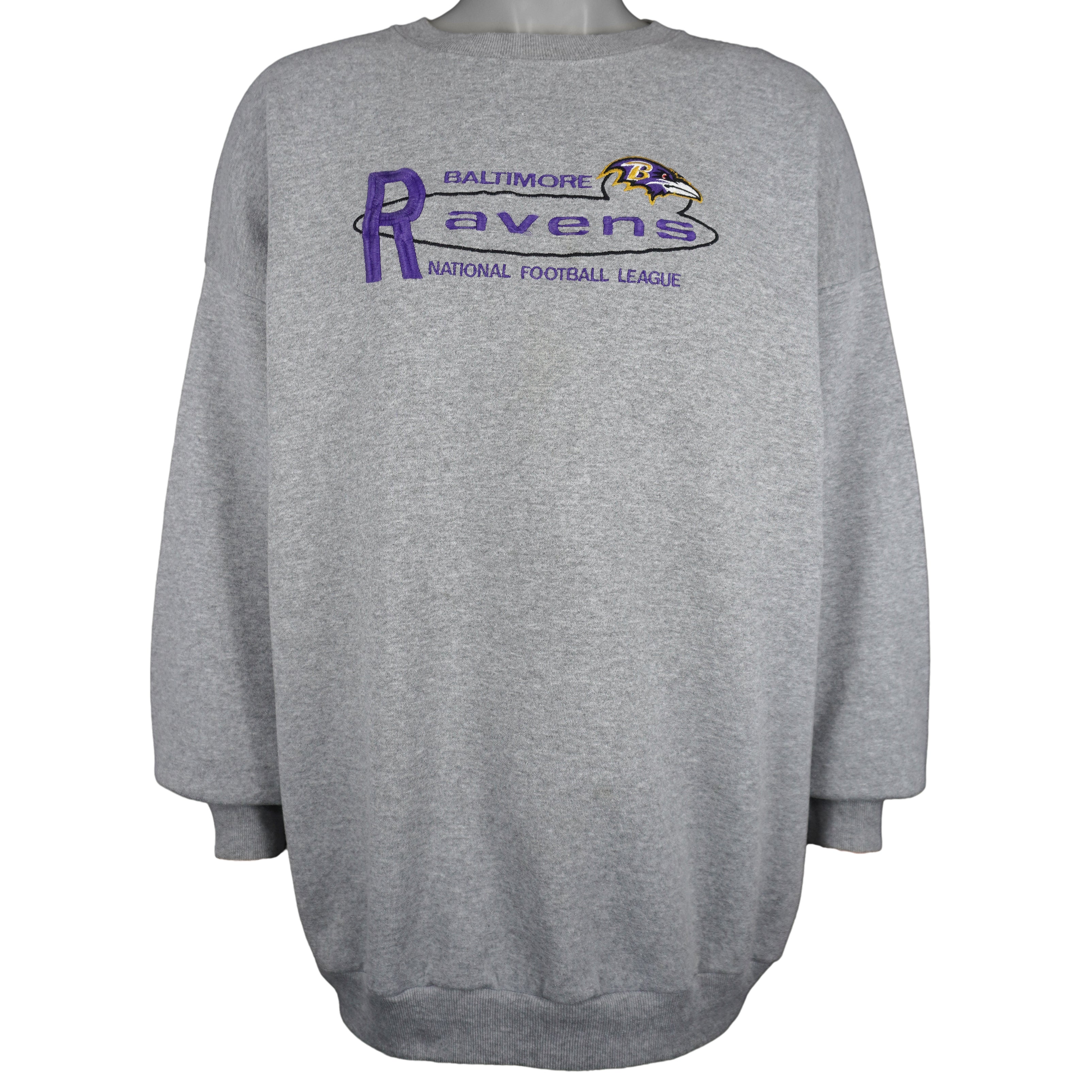 NFL (Logo Athletic) - Grey Baltimore Ravens Crew Neck Sweatshirt 1990s 3X-Large Vintage Retro Football