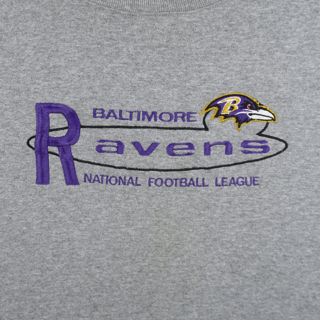 NFL (Logo Athletic) - Grey Baltimore Ravens Crew Neck Sweatshirt 1990s 3X-Large Vintage Retro Football