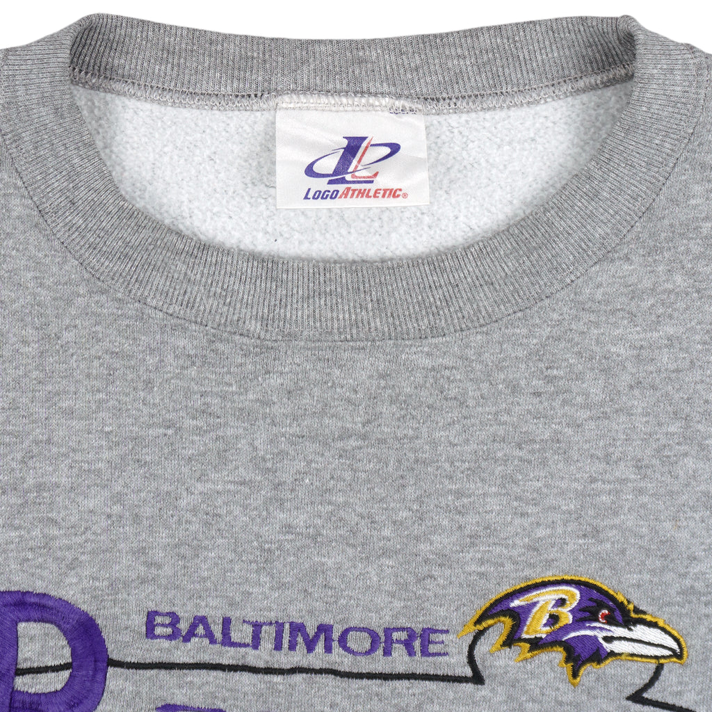 NFL (Logo Athletic) - Grey Baltimore Ravens Crew Neck Sweatshirt 1990s 3X-Large Vintage Retro Football