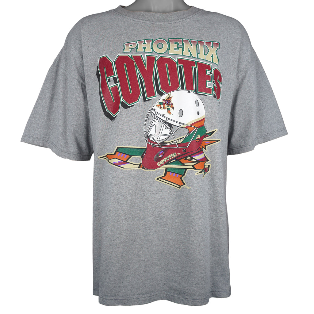 NHL (Waves) - Phoenix Coyotes Hockey Helmet T-Shirt 1990s X-Large Vintage Retro Hockey