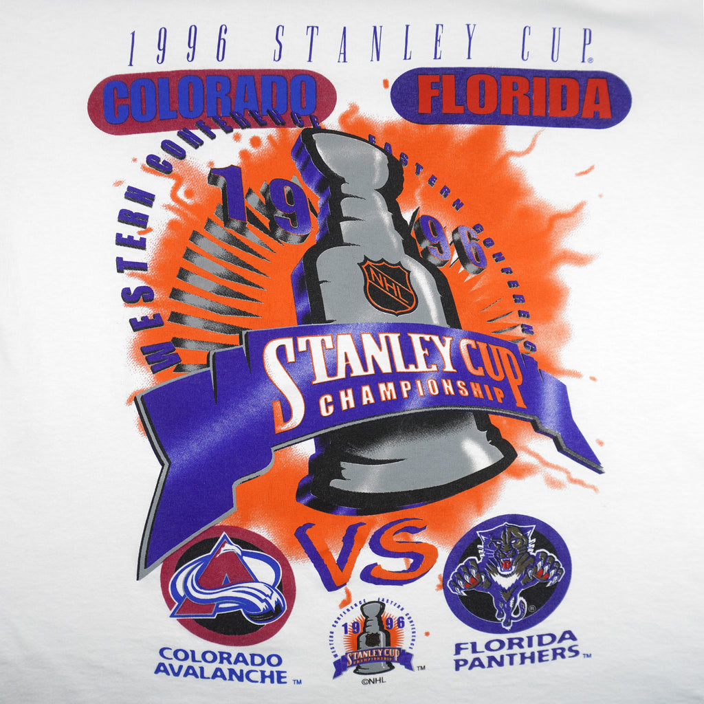 NHL (Delta) - Colorado Avalanche VS Florida Panthers Matchups Stanley Cup T-Shirt 1996 X-Large Vintage Retro Hockey