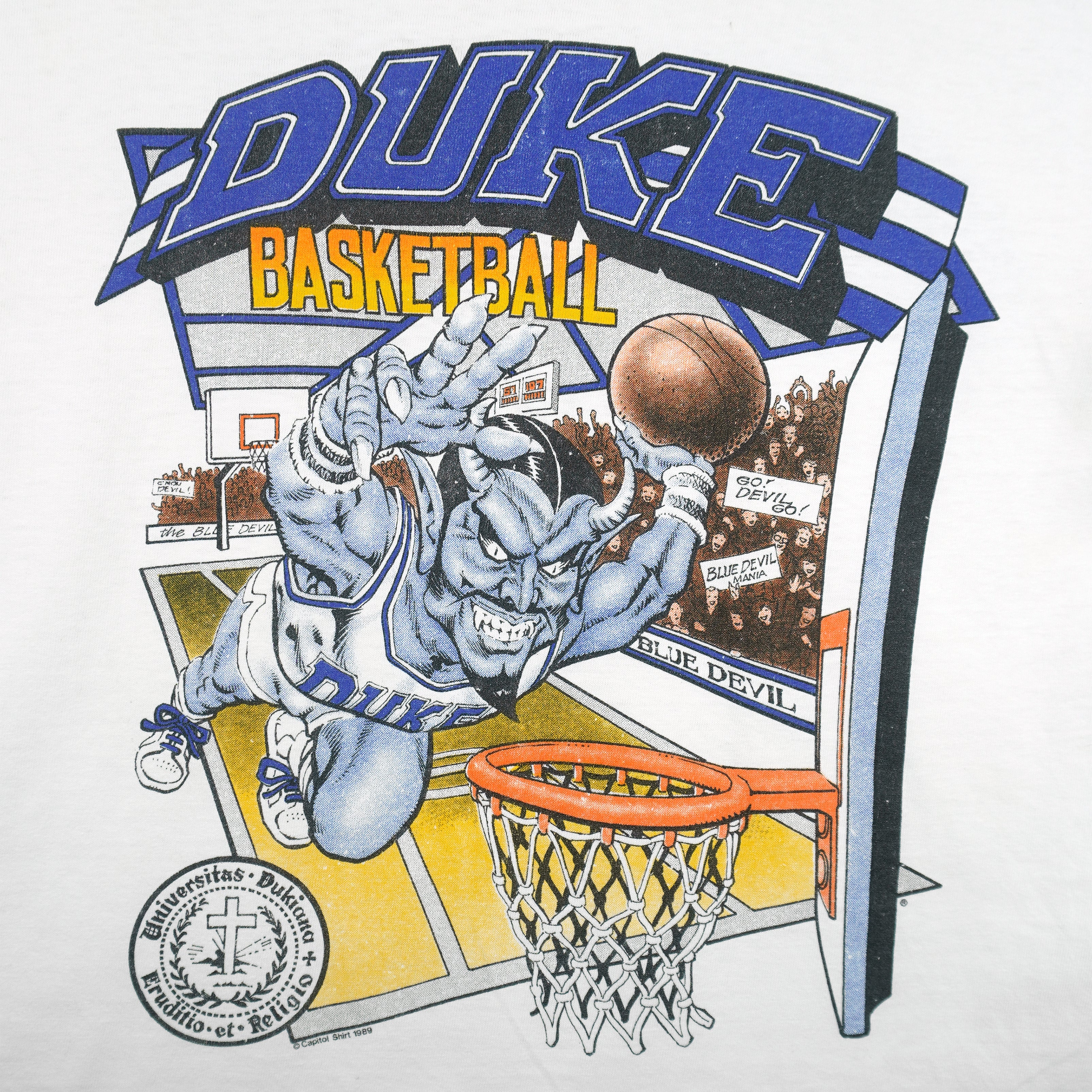 NCAA (Oneita) - Duke Blue Devils Single Stitch T-Shirt 1989 Large Vintage Retro