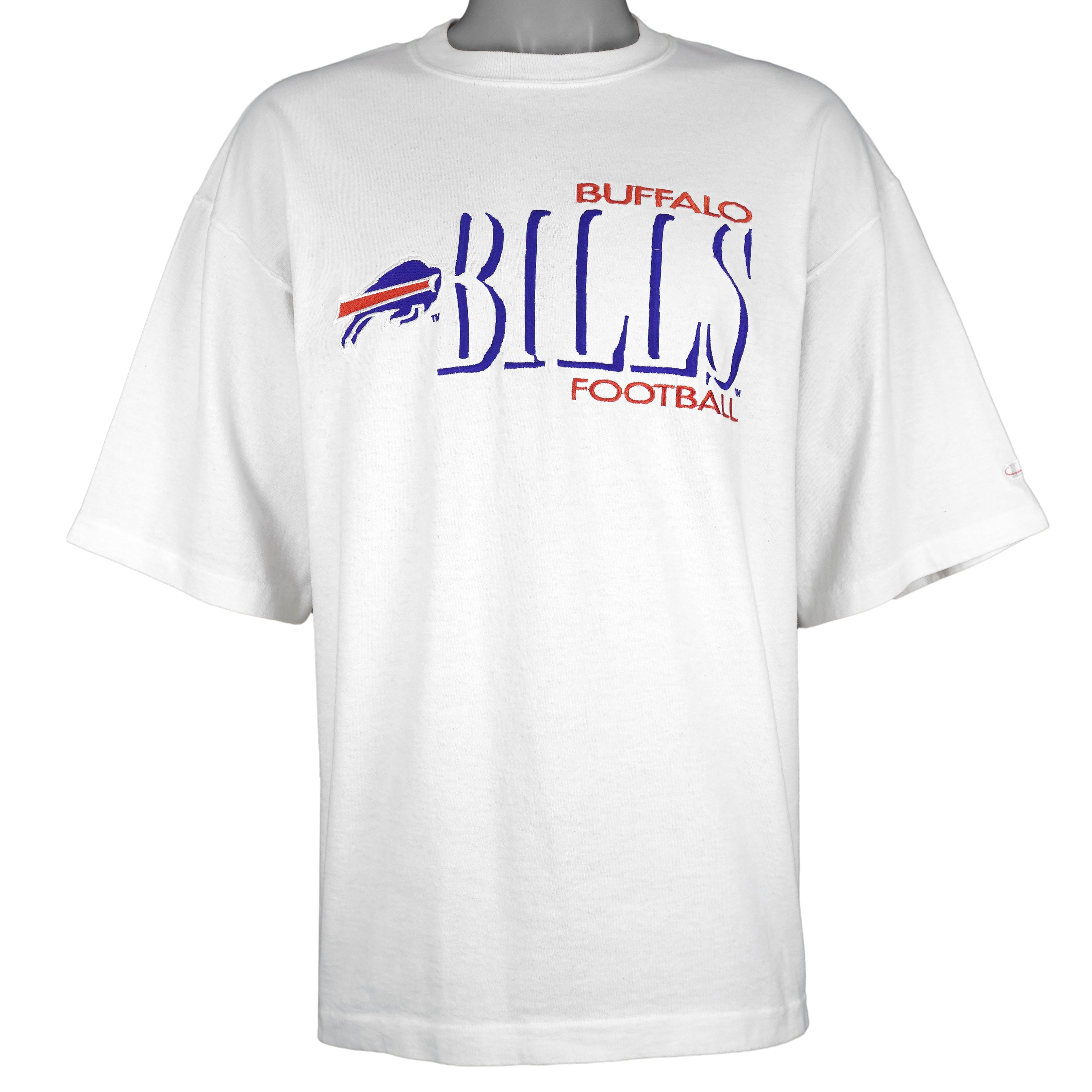 NFL (Logo Athletic) - Buffalo Bills Football Embroidered T-Shirt 1990s X-Large Vintage Retro Football