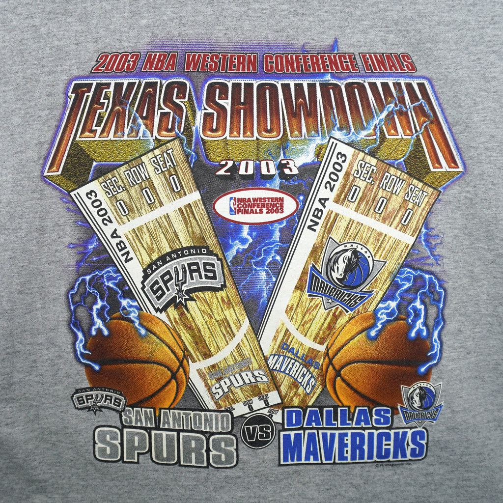 NBA (CSA) - Spurs vs Mavericks Playoffs Tickets T-Shirt 2003 Medium Vintage Retro Basketball