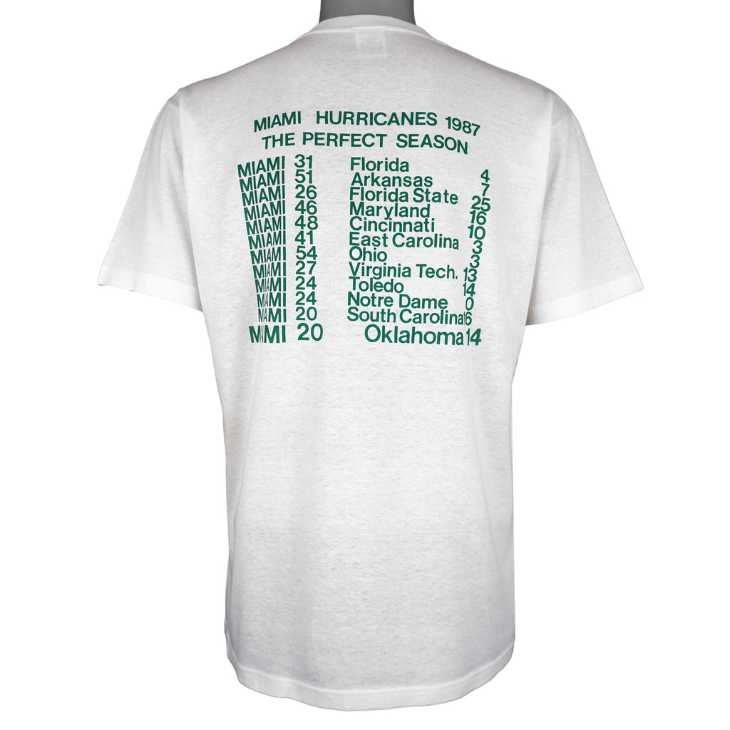 NCAA (Jerzees) - Miami Hurricanes National Champions Single Stitch T-Shirt 1987 X-Large Vintage Retro